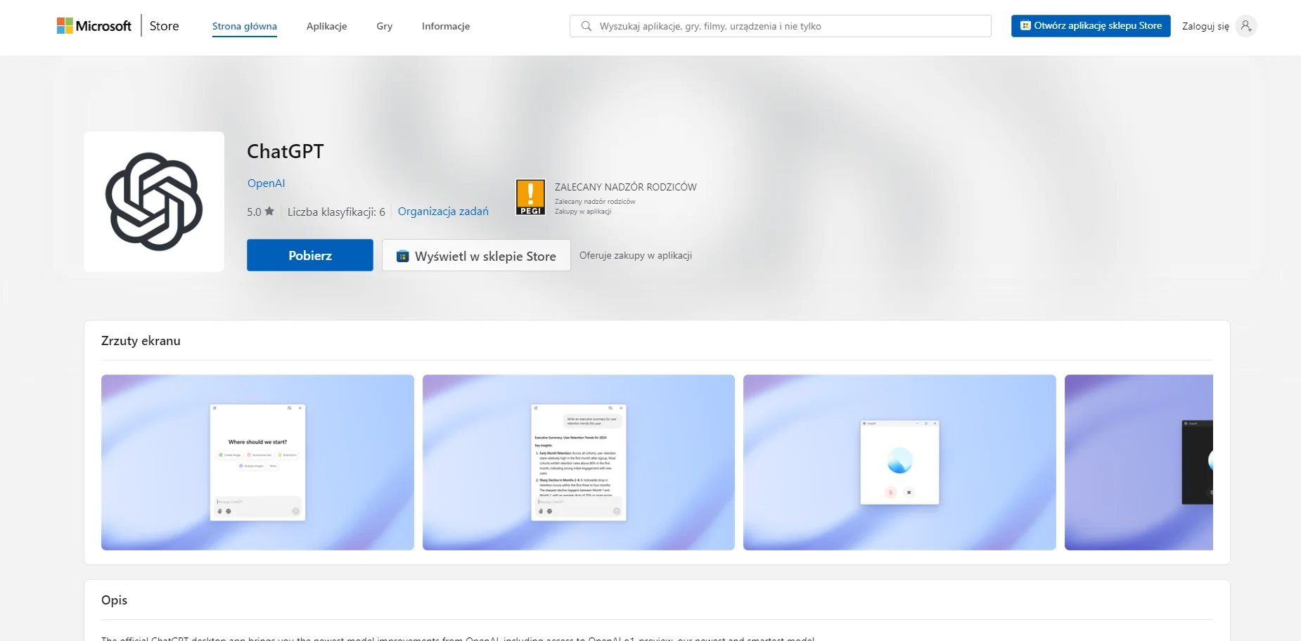 ChatGPT jest już dostępny na Microsoft Store